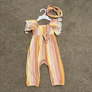 Jessica Simpson Peach and Yellow Striped Top